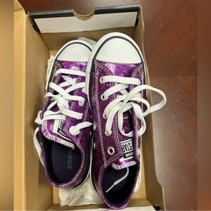 Girls' Converse Chuck Taylor All Star Glitter Low Sneaker size 1 Y